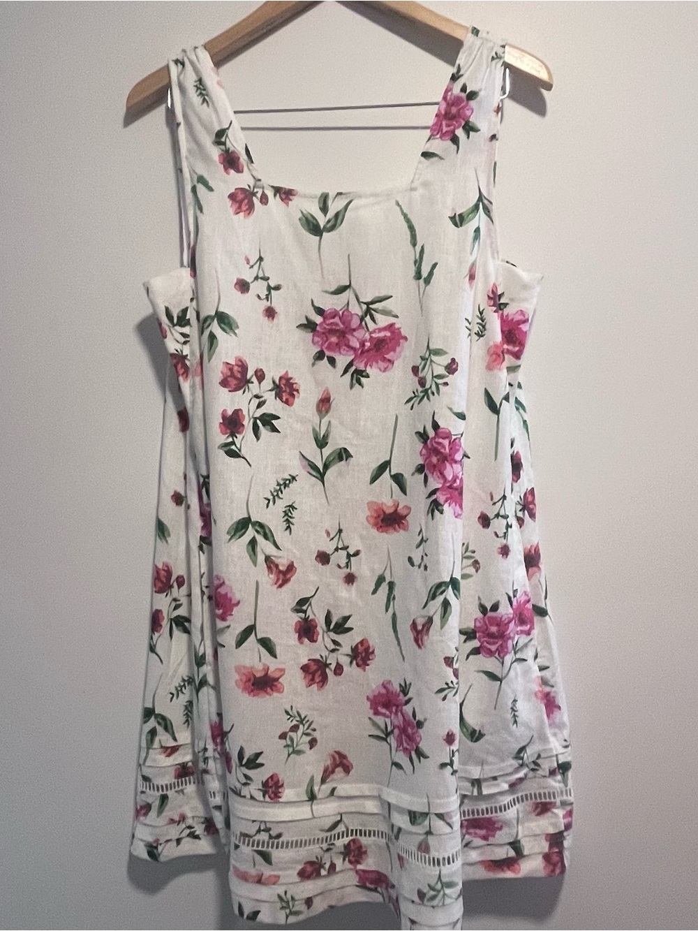 Joie Modarie Floral Linen Blend Shift Dress White Pink Cottagecore